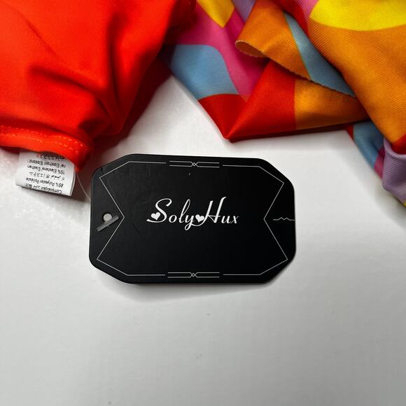 Soly Hux Tankini Ruffle Geometric Neon Swimsuit New Large - Picture 13 of 13